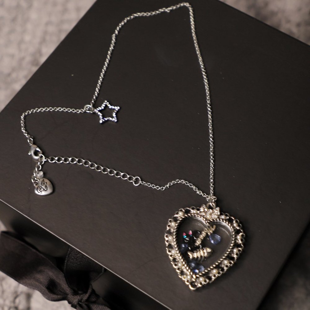 Betsey Johnson Cat Heart Charm Necklace